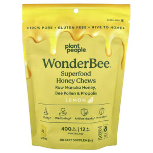 Plant People WonderBee® Superalimentos de Cápsulas Mastigáveis de Mel Limão MGO 400+ 30 Cápsulas Mastigáveis