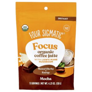 Four Sigmatic Focus Latte de Café Instantâneo Orgânico com Cogumelo Juba-de-Leão Mocha 120 g (423 oz)