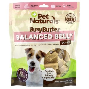 Pet Naturals BusyButter® Balanced Belly Bones Para Cães de Até 26 lb Recheado com Manteiga de Amendoim 3685 g (13 oz)