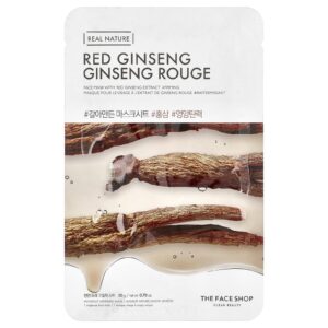 The Face Shop Real Nature Máscara Facial de Beleza Ginseng Vermelho 1 Folha 20 g (070 oz)