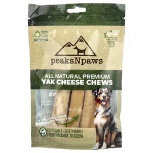 peaksNpaws Cápsulas Mastigáveis de Queijo de Iaque Premium Totalmente Naturais Médio 3 Cápsulas Mastigáveis 75 oz