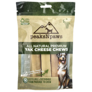 peaksNpaws Cápsulas Mastigáveis de Queijo de Iaque Premium Totalmente Naturais Grande 3 Cápsulas Mastigáveis 105 oz