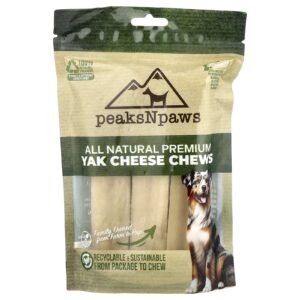 peaksNpaws Cápsulas Mastigáveis de Queijo de Iaque Premium Totalmente Naturais Extragrande 3 Cápsulas Mastigáveis 15 oz