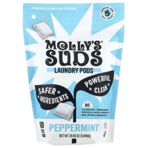 Mollys Suds Sachês para Lavadoura de Roupas Hortelã-Pimenta 60 Sachês 084 kg (2963 oz)