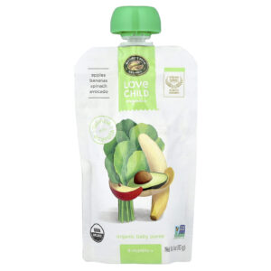 Love Child Organics Natures Path Purê Orgânico para Bebês A Partir de 6 Meses Maçã Banana Espinafre Abacate 113 g (4 oz)