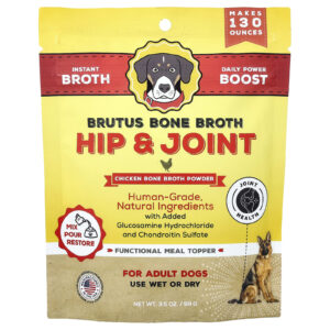 Brutus Bone Broth Quadril e Articulações Caldo de Osso de Galinha em Pó Para Cães Adultos 99 g (35 oz)
