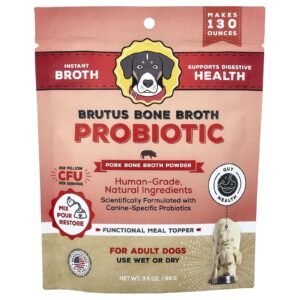 Brutus Bone Broth Probiótico Caldo de Osso de Porco em Pó Para Cães Adultos 99 g (35 oz)