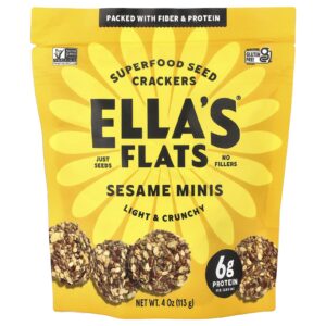 Ellas Flats Biscoitos com Sementes de Superalimentos Minis de Gergelim 113 g (4 oz)