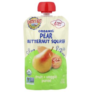 Earths Best Purê de Frutas + Vegetais Orgânicos A partir de 6 Meses Abóbora-Menina e Pera 99 g (35 oz)