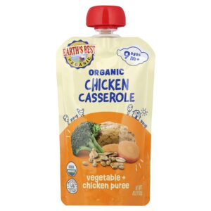 Earths Best Vegetais Orgânicos + Purê de Frango A partir de 9 Meses Caçarola de Frango 113 g (4 oz)