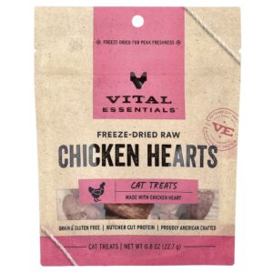 Vital Essentials Guloseimas para Gatos Crus Liofilizados Corações de Frango 227 g (08 oz)