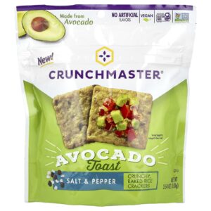 Crunchmaster Torradas com Abacate Biscoitos de Arroz Assado Crocantes Sal e Pimenta 100 g (354 oz)
