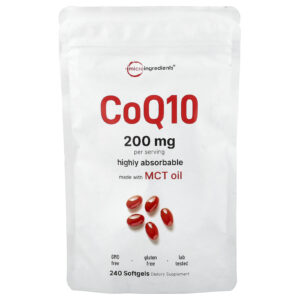 Micro Ingredients CoQ10 240 Cápsulas Softgel (100 mg por Cápsula Softgel)