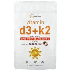 Micro Ingredients Vitamina D3 + K2 300 Cápsulas Softgel