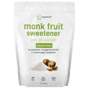 Micro Ingredients Adoçante de Frutas-dos-Monges com Allulose Branco Clássico 907 g (2 lb)