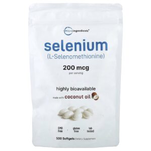 Micro Ingredients Selênio 200 mcg 500 Cápsulas Softgel