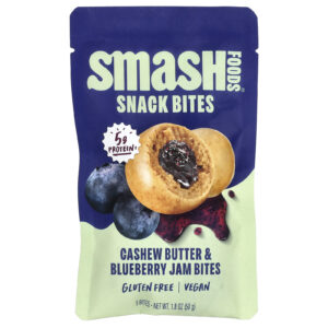 Smash Foods Snack Bites Manteiga de Castanha-de-Caju e Geleia de Mirtilo 5 Bites 50 g (18 oz)