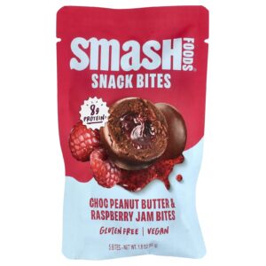 Smash Foods Snack Bites Manteiga de Amendoim Choc e Geleia de Framboesa 5 Bites 50 g (18 oz)