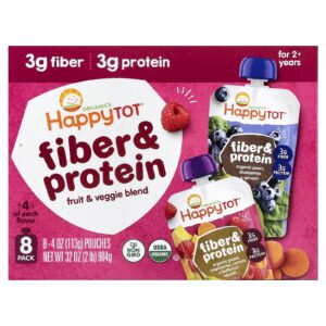Happy Family Organics Happy Tot® Fibra e Proteína Para Maiores de 2 Anos Embalagem Sortida 8 Sachês 113 g (4 oz) Cada