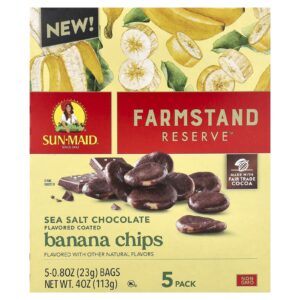 Sun-Maid Farmstanding Reserve™ Chips de Banana Sal Marinho e Chocolate 5 Pacotes 23 g (08 oz) Cada