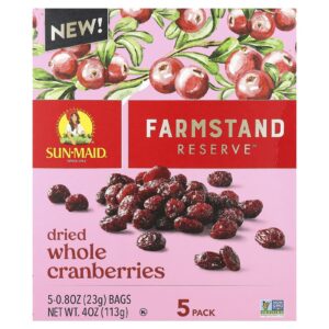 Sun-Maid Farmstanding Reserve™ Cranberries Integrais Secos 5 Pacotes 23 g (08 oz) Cada