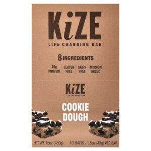 KiZE Life Changing Bar Massa de Cookie 10 Barras 43 g (15 oz) Cada