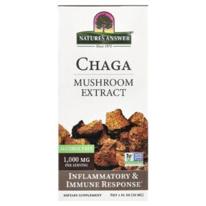 Natures Answer Chaga Extrato de Cogumelo Sem Álcool 30 ml (1 fl oz)