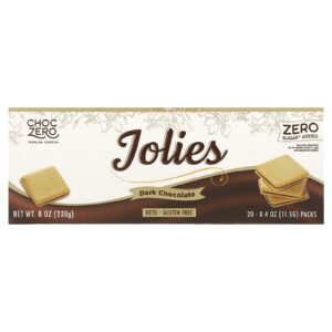 ChocZero Biscoitos Premium Jolie Chocolate Amargo 20 Pacotes 115 g (04 oz) Cada