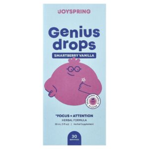 JoySpring Genius Drops Foco + Atenção Smartberry de Baunilha 30 ml (1 fl oz)
