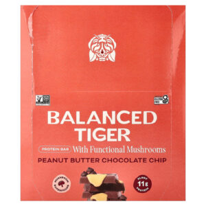 Balanced Tiger Barra de Proteína Manteiga de Amendoim e Lascas de Chocolate 12 Barras 44 g (155 oz) Cada