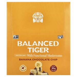 Balanced Tiger Barra de Proteína Banana e Gotas de Chocolate 12 Barras 44 g (155 oz) Cada