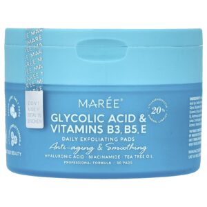 Maree Lenços de Esfoliação Diária Ácido Glicólico e Vitaminas B3 B5 E Pêssego 50 Esponjas
