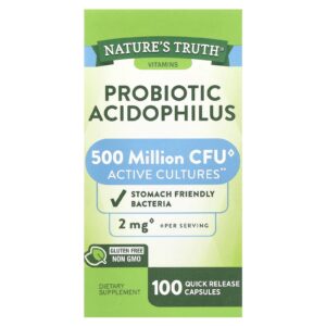 Natures Truth Probiótico Acidophilus 100 Cápsulas de Liberação Rápida (1 mg por Cápsula)