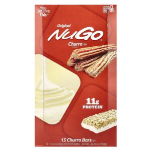 NuGo Nutrition Original Barras de Proteína Churros 15 Barras 50 g (176 oz) Cada