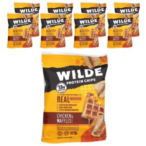 Wilde Brands Chips de Proteína Frango e Waffles 8 Sacos 38 g (134 oz) Cada