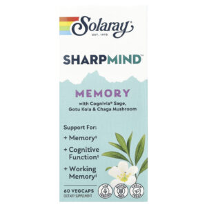 Solaray Sharpmind™ Memory com Sálvia Cognivia® Cogumelo Gotu Kola e Chaga 60 Cápsulas Vegetais