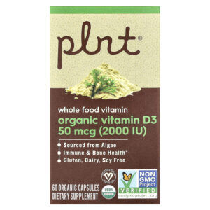 Plnt Vitamina D3 Orgânica 50 mcg (2.000 UI) 60 Cápsulas Orgânicas
