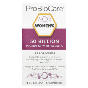 ProBioCare Probióticos para Mulheres com Prebióticos 50 Bilhões 60 Cápsulas Vegetais