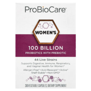 ProBioCare Probióticos para Mulheres com Prebióticos 100 Bilhões 30 Cápsulas Vegetais