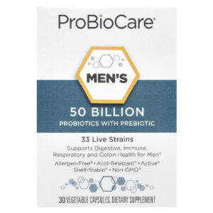 ProBioCare Probióticos para Homens com Prebiótico 50 Bilhões 30 Cápsulas Vegetais