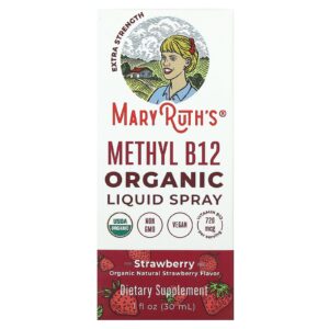 MaryRuths Spray Líquido de Metil B12 Orgânico Morango 720 mcg 30 ml (1 fl oz)