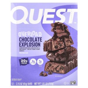 Quest Nutrition Barra de Proteína para Sobrecarga Explosão de Chocolate 12 Barras 61 g (215 oz) Cada