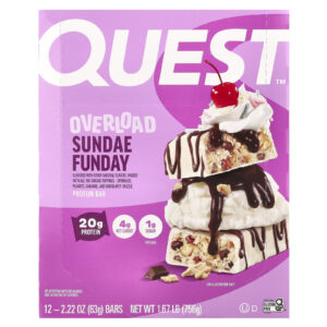 Quest Nutrition Barra de Proteína Sobrecarregada Sundae Funday 12 Barras 63 g (222 oz) Cada