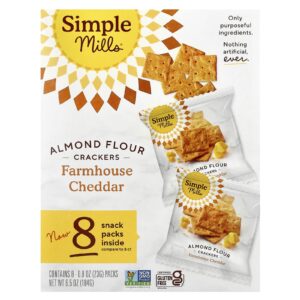 Simple Mills Bolachas de Farinha de Amêndoa Queijo Cheddar Caseiro 8 Pacotes 23 g (08 oz) Cada