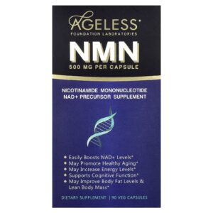 Ageless Foundation Laboratories NMN 500 mg 90 Cápsulas Vegetais