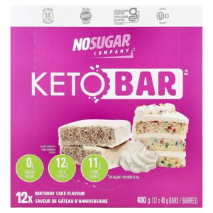 No Sugar Company Keto Bar™ Bolo de Aniversário 12 Barras 40 g Cada