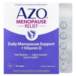 AZO Alívio da Menopausa Suporte Diário à Menopausa + Vitamina D 30 Comprimidos