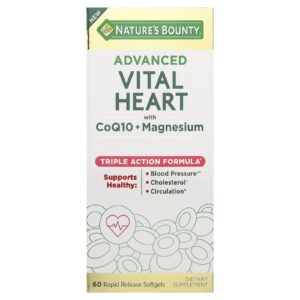 Natures Bounty Advanced Vital Heart com CoQ10 + Magnésio 60 Cápsulas Softgel de Liberação Rápida