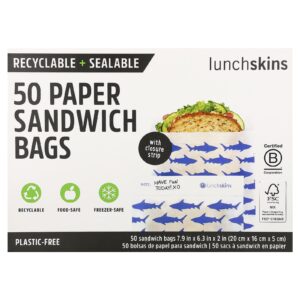 Lunchskins Sacos de Papel para Lanche Tubarão 50 Sacos