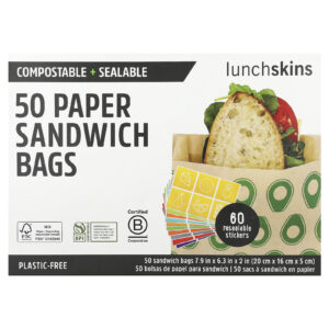 Lunchskins Sacos de Papel para Lanche Abacate 50 Sacos
